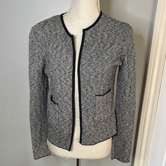 styltricot Jackets & Blazers - Chic Women's Black-Trimmed Gray Blazer